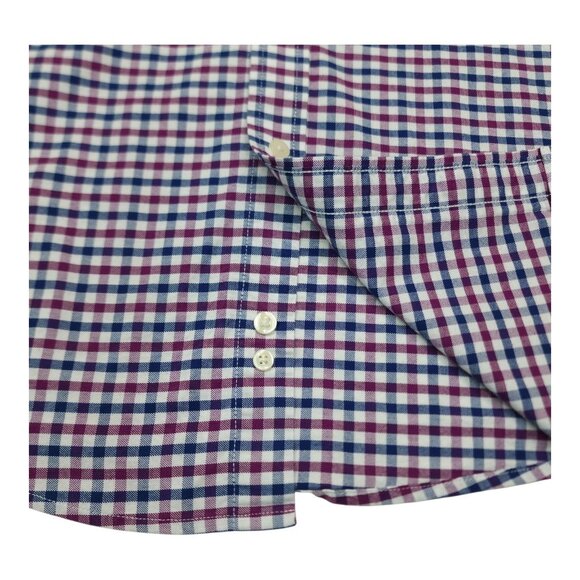 Dockers Battery Street Collection Classic Fit Stretch Shirt L Plaid Purple Navy - Picture 7 of 10